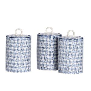 Nicola Spring Hand-Printed Kitchen Canisters 1 Litre Pack of 3