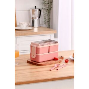 Living and Home 2-Layer & 4-Compartment 1400ML Bento Lunch Box Stackable Food Container with Cutlery Pink Pink Living and Home 2-Layer & 4-Compartment 1400ML Bento Lunch Box Stackable Food Container with Cutlery Pink Pink