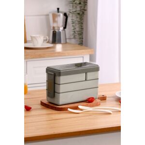 Living and Home 3-Layer 1450ML Plastic Bento Lunch Box 4-Compartment Stackable Food Container with Cutlery in Khaki Khaki Living and Home 3-Layer 1450ML Plastic Bento Lunch Box 4-Compartment Stackable Food Container with Cutlery in Khaki Khaki