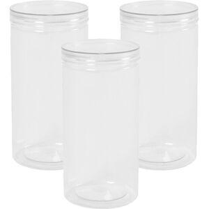 OHS 3 Pack Round Plastic Jar Food Storage Container Large Clear Lid in White White Large OHS 3 Pack Round Plastic Jar Food Storage Container Large Clear Lid in White White Large