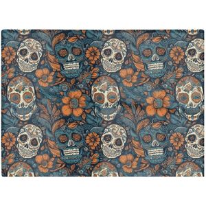 Warren Reed - Designer Dia De Los Muertos Skulls Pattern Glass Chopping Board in Blue Blue Warren Reed - Designer Dia De Los Muertos Skulls Pattern Glass Chopping Board in Blue Blue