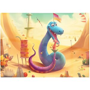 Warren Reed - Designer Snake On A Beach Holiday Glass Chopping Board in Yellow Yellow Warren Reed - Designer Snake On A Beach Holiday Glass Chopping Board in Yellow Yellow