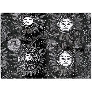 Warren Reed - Designer Moon & Sun White Black Glass Chopping Board Black Warren Reed - Designer Moon & Sun White Black Glass Chopping Board Black