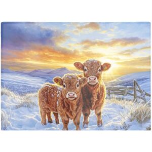 Warren Reed - Designer Snowy Baby Highland Cows Glass Chopping Board Multicolor Warren Reed - Designer Snowy Baby Highland Cows Glass Chopping Board Multicolor