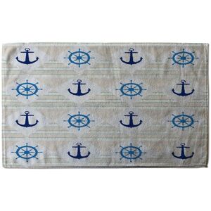 Benjamin Tate Design Nautical Elements On Striped Stylish KitchenTowel in Blue Blue Benjamin Tate Design Nautical Elements On Striped Stylish KitchenTowel in Blue Blue