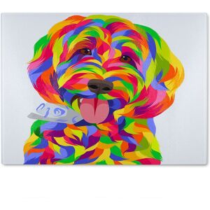 Benjamin Tate Design Animal Dog Illustration Pop Art Designer Glass Chopping Board in Natural Natural Benjamin Tate Design Animal Dog Illustration Pop Art Designer Glass Chopping Board in Natural Natural
