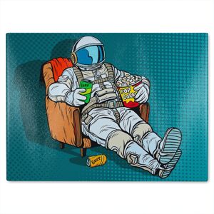 Benjamin Tate Design loneliness in space. Pop art retro Designer Glass Chopping Board in Natural Natural Benjamin Tate Design loneliness in space. Pop art retro Designer Glass Chopping Board in Natural Natural