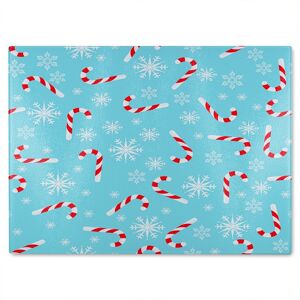 Benjamin Tate Design Candy Canes & Snowflakes Dining Glass Chopping Board in Natural Natural Benjamin Tate Design Candy Canes & Snowflakes Dining Glass Chopping Board in Natural Natural