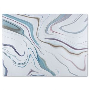 Benjamin Tate Design Blue Rippled Marble Glass Chopping Board in Natural Natural Benjamin Tate Design Blue Rippled Marble Glass Chopping Board in Natural Natural
