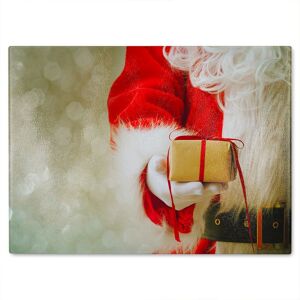 Benjamin Tate Design Santa Claus Gloved Hands Dining Glass Chopping Board in Natural Natural Benjamin Tate Design Santa Claus Gloved Hands Dining Glass Chopping Board in Natural Natural