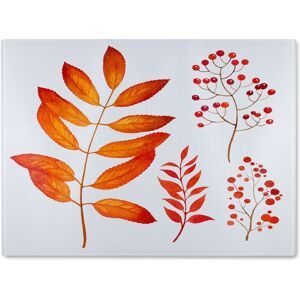 Benjamin Tate Design Orange Autumn Leaves Glass Chopping Board in Natural Natural Benjamin Tate Design Orange Autumn Leaves Glass Chopping Board in Natural Natural