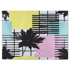 Benjamin Tate Design Geometric Shape & Leaf Print Glass Chopping Board in Natural Natural Benjamin Tate Design Geometric Shape & Leaf Print Glass Chopping Board in Natural Natural