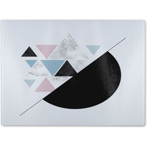 Benjamin Tate Design Triangles & Semi Circle Pattern Glass Chopping Board in Natural Natural Benjamin Tate Design Triangles & Semi Circle Pattern Glass Chopping Board in Natural Natural