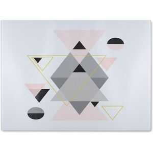 Benjamin Tate Design Pink & Grey Geometric Triangles Glass Chopping Board in Natural Natural Benjamin Tate Design Pink & Grey Geometric Triangles Glass Chopping Board in Natural Natural