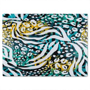Benjamin Tate Design Tropical Leaves & Animal Print Glass Chopping Board in Natural Natural Benjamin Tate Design Tropical Leaves & Animal Print Glass Chopping Board in Natural Natural