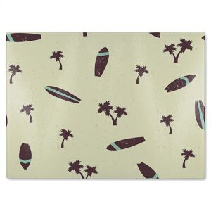 Benjamin Tate Design Surf Board & Palm Silhouettes Glass Chopping Board in Natural Natural Benjamin Tate Design Surf Board & Palm Silhouettes Glass Chopping Board in Natural Natural