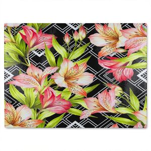 Benjamin Tate Design Bright Plants On Geometric Glass Chopping Board in Natural Natural Benjamin Tate Design Bright Plants On Geometric Glass Chopping Board in Natural Natural