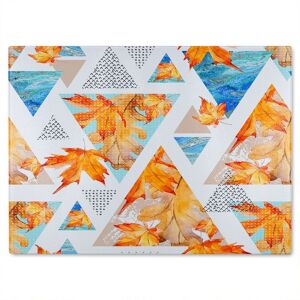 Benjamin Tate Design Autumn Geometrics With Maple Leaves Glass Chopping Board in Natural Natural Benjamin Tate Design Autumn Geometrics With Maple Leaves Glass Chopping Board in Natural Natural