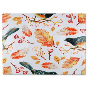Benjamin Tate Design Birds & Leaves In Autumn Glass Chopping Board in Natural Natural Benjamin Tate Design Birds & Leaves In Autumn Glass Chopping Board in Natural Natural