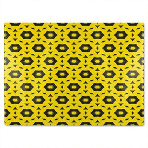 Benjamin Tate Design Yellow & Black Geometric Pattern Glass Chopping Board in Natural Natural Benjamin Tate Design Yellow & Black Geometric Pattern Glass Chopping Board in Natural Natural