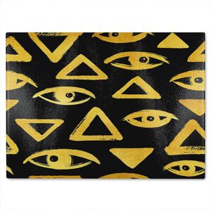 Benjamin Tate Design Eyes & Pyramids Glass Chopping Board in Natural Natural Benjamin Tate Design Eyes & Pyramids Glass Chopping Board in Natural Natural