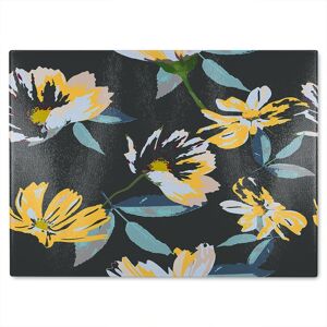 Benjamin Tate Design Yellow Flowers On Green Glass Chopping Board in Natural Natural Benjamin Tate Design Yellow Flowers On Green Glass Chopping Board in Natural Natural