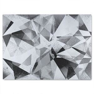 Benjamin Tate Design Black & White Geometric Grunge Pattern Glass Chopping Board in Natural Natural Benjamin Tate Design Black & White Geometric Grunge Pattern Glass Chopping Board in Natural Natural