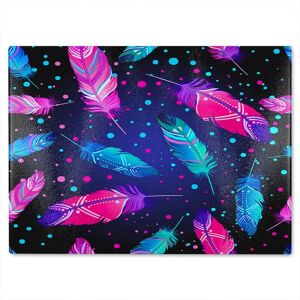 Benjamin Tate Design Painted Bird Feathers Glass Chopping Board in Natural Natural Benjamin Tate Design Painted Bird Feathers Glass Chopping Board in Natural Natural