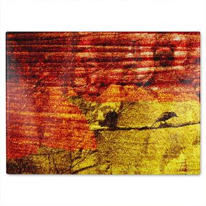 Benjamin Tate Design Birds On Branch Glass Chopping Board in Natural Natural Benjamin Tate Design Birds On Branch Glass Chopping Board in Natural Natural