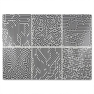 Benjamin Tate Design Abstract Geometrics With Animal Print & Circles Glass Chopping Board in Natural Natural Benjamin Tate Design Abstract Geometrics With Animal Print & Circles Glass Chopping Board in Natural Natural