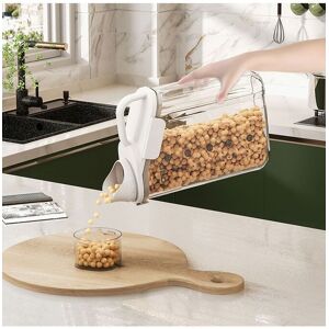 Living and Home 2.8L Dry Food Airtight Cereal Grain Storage Container with Measuring Cup in White White Living and Home 2.8L Dry Food Airtight Cereal Grain Storage Container with Measuring Cup in White White