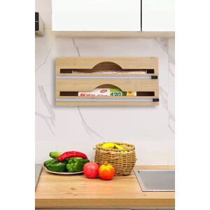 Living and Home 2-tier Wall Mounted Bamboo Wrap Dispenser with Cutters in Brown Brown Living and Home 2-tier Wall Mounted Bamboo Wrap Dispenser with Cutters in Brown Brown