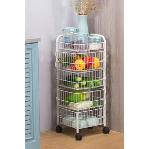 Living and Home 4-Layer Detachable Rotating Trolley Cart Scalable Spice Rack Vegetable Fruit Storage Basket Organizer for Kitchen in White White Living and Home 4-Layer Detachable Rotating Trolley Cart Scalable Spice Rack Vegetable Fruit Storage Basket Organizer for Kitchen in White White