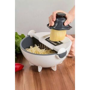 Living and Home Multi-Function Vegetable Grater Set 7 Blades with Drain Basket, Peeler Food Slicer Chopper Cutter in White White Living and Home Multi-Function Vegetable Grater Set 7 Blades with Drain Basket, Peeler Food Slicer Chopper Cutter in White White