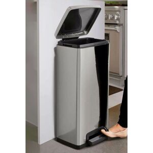 Living and Home 30L Stainless Steel Pedal Dustbin Step Open Trash Can Waste Bin in Metallic Silver Metallic Silver Living and Home 30L Stainless Steel Pedal Dustbin Step Open Trash Can Waste Bin in Metallic Silver Metallic Silver