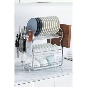 H&O Direct 3 Tier Dish Drainer Rack Plate Bowl Draining Tray Board Kitchen Utensils Storage Holder in Silver Silver H&O Direct 3 Tier Dish Drainer Rack Plate Bowl Draining Tray Board Kitchen Utensils Storage Holder in Silver Silver