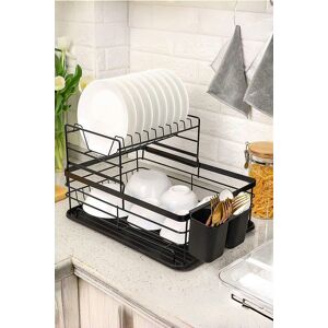 H&O Direct Kitchen 2 Tier Metal Black Dish Drainer Rack Sink Washing Plates Draining Board Black H&O Direct Kitchen 2 Tier Metal Black Dish Drainer Rack Sink Washing Plates Draining Board Black