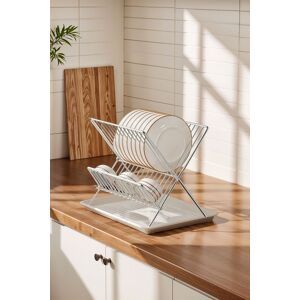 Living and Home 2 Tier Foldable Countertop Dish Drying Rack Drainer Rack with Drip Tray in Silver Silver Living and Home 2 Tier Foldable Countertop Dish Drying Rack Drainer Rack with Drip Tray in Silver Silver