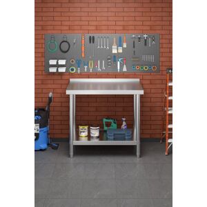 Living and Home 2 Tier Multi-Functional Prep & Work Stainless Steel Table with Backsplash for Kitchen Garage Laundry Outdoor in Silver Silver Living and Home 2 Tier Multi-Functional Prep & Work Stainless Steel Table with Backsplash for Kitchen Garage Laundry Outdoor in Silver Silver