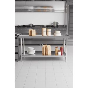 Living and Home 2 Tier Stainless Steel Multi-Functional Prep & Work Table with Backsplash for Kitchen Garage Laundry Outdoor in Silver Silver Living and Home 2 Tier Stainless Steel Multi-Functional Prep & Work Table with Backsplash for Kitchen Garage Laundry Outdoor in Silver Silver