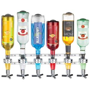 Living and Home Wall Mounted 6 Bottles Wine Bottle Holder Drinks Dispenser in Silver Silver Living and Home Wall Mounted 6 Bottles Wine Bottle Holder Drinks Dispenser in Silver Silver