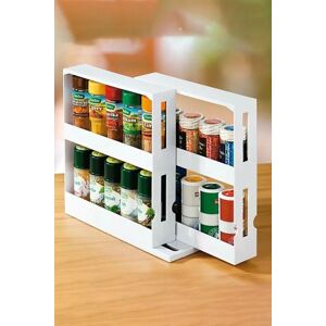 Living and Home 2-Tier&2-Row Rotating Jars Spice Rack Kitchen Storage Holder Shelf Cabinet Organizer in White White Living and Home 2-Tier&2-Row Rotating Jars Spice Rack Kitchen Storage Holder Shelf Cabinet Organizer in White White