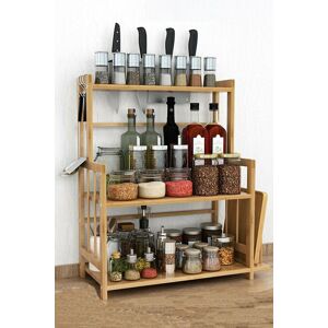 Living and Home 3-Tier Freestanding Bamboo Spice Rack Storage Organizer Kitchenware Drainer with Knife Holder for Kitchen in Natural Natural Living and Home 3-Tier Freestanding Bamboo Spice Rack Storage Organizer Kitchenware Drainer with Knife Holder for Kitchen in Natural Natural