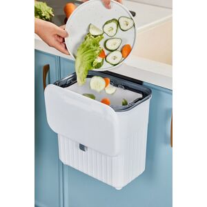 Living and Home 11L Kitchen Waste Bin Hanging Dustbin Flip-top Trash Can Punch-free with Lid in White White Living and Home 11L Kitchen Waste Bin Hanging Dustbin Flip-top Trash Can Punch-free with Lid in White White