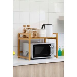 Living and Home Bamboo Kitchen Microwave Organizer Storage Shelf Spice Jars Rack with Chopping Block Holder in Natural Natural Living and Home Bamboo Kitchen Microwave Organizer Storage Shelf Spice Jars Rack with Chopping Block Holder in Natural Natural