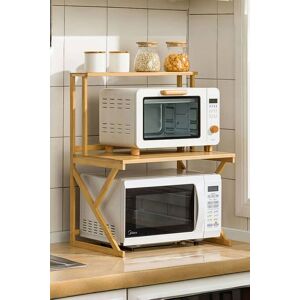 Living and Home 2-Tier Bamboo Spice Rack Microwave Oven Organizer Storage Shelf for Kitchen in Natural Natural Living and Home 2-Tier Bamboo Spice Rack Microwave Oven Organizer Storage Shelf for Kitchen in Natural Natural