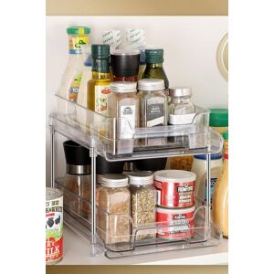 Living and Home 2-Tier Clear Storage Organizer Spice Rack with Pull-out Drawer for Kitchen & Bathroom Clear Living and Home 2-Tier Clear Storage Organizer Spice Rack with Pull-out Drawer for Kitchen & Bathroom Clear