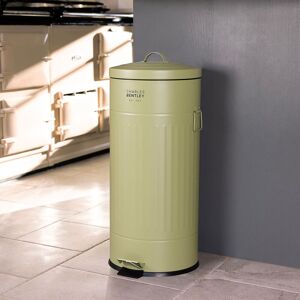 Charles Bentley 30L Retro Steel Waste Rubbish Kitchen Pedal Bin in Green Green Charles Bentley 30L Retro Steel Waste Rubbish Kitchen Pedal Bin in Green Green