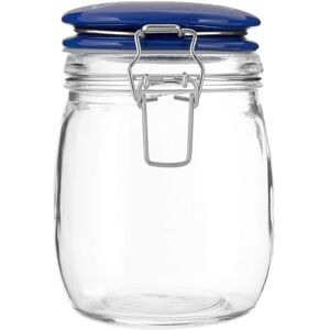 Orsina Pretty Things Glass Jar 750ml, Clear Glass Storage Jar with Blue Ceramic Clip Top Lid Blue Orsina Pretty Things Glass Jar 750ml, Clear Glass Storage Jar with Blue Ceramic Clip Top Lid Blue