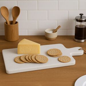 Orsina Kindia Curved Handle Marble Paddle Board, Elegant Natural Marble Serving Board with Polished Finish in White White Orsina Kindia Curved Handle Marble Paddle Board, Elegant Natural Marble Serving Board with Polished Finish in White White